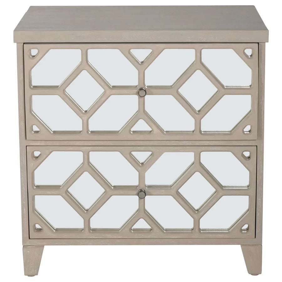 Libra Interiors Campbell Whitewash Side Table - 2 Drawer - Belmont Interiors