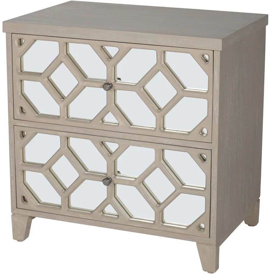 Libra Interiors Campbell Whitewash Side Table - 2 Drawer - Belmont Interiors