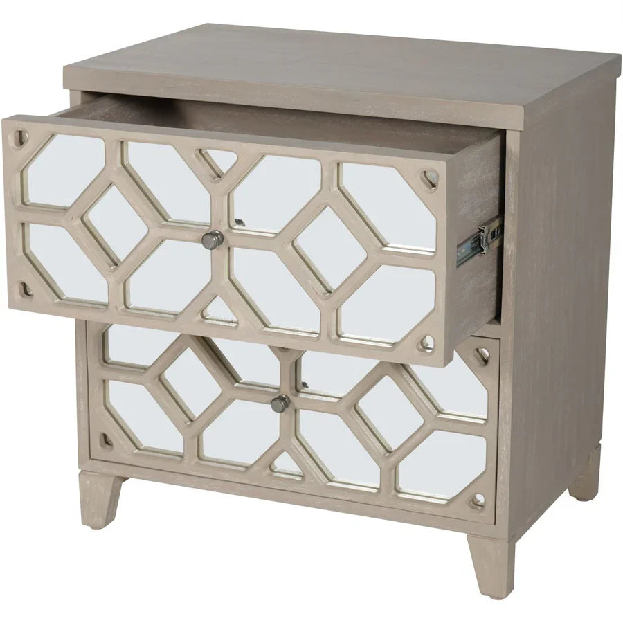 Libra Interiors Campbell Whitewash Side Table - 2 Drawer - Belmont Interiors