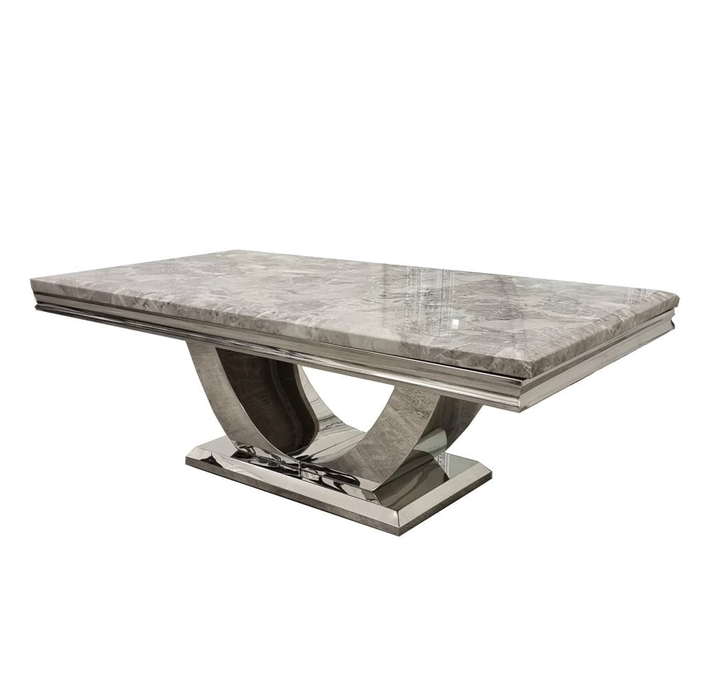 Arial 120CM Marble & Chrome Coffee Table - Belmont Interiors