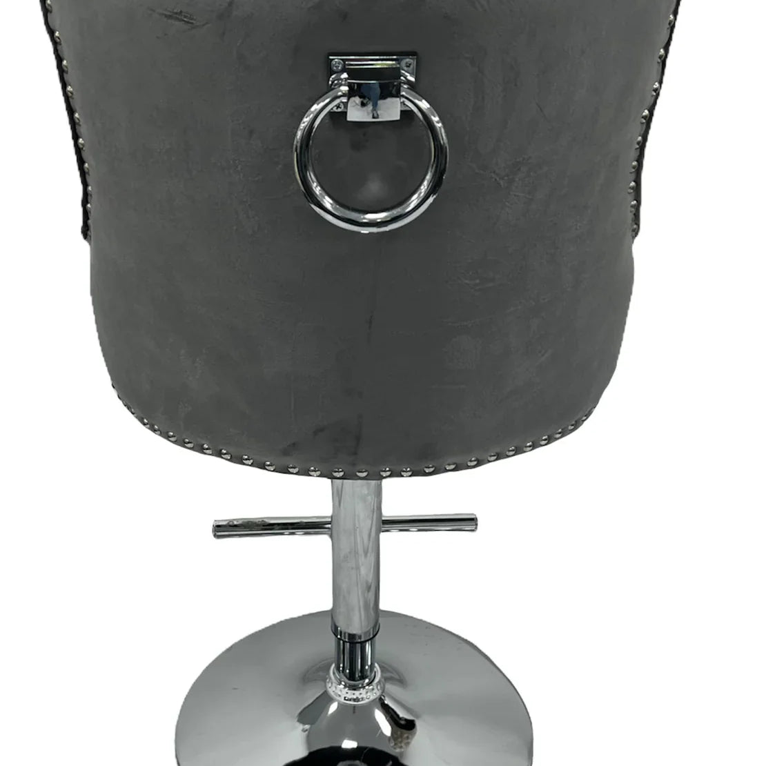 Knightsbridge Dark Grey French Velvet Ring Knocker Back Bar Stool - Belmont Interiors