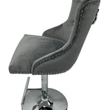 Knightsbridge Dark Grey French Velvet Ring Knocker Back Bar Stool - Belmont Interiors