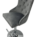 Knightsbridge Dark Grey French Velvet Ring Knocker Back Bar Stool - Belmont Interiors