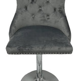 Knightsbridge Dark Grey French Velvet Ring Knocker Back Bar Stool - Belmont Interiors