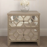 Libra Interiors Campbell Whitewash Side Table - 2 Drawer - Belmont Interiors