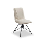 Candice Swivel Dining Chair in Taupe Faux Suede with Black Powdercoated Black Legs - Belmont Interiors