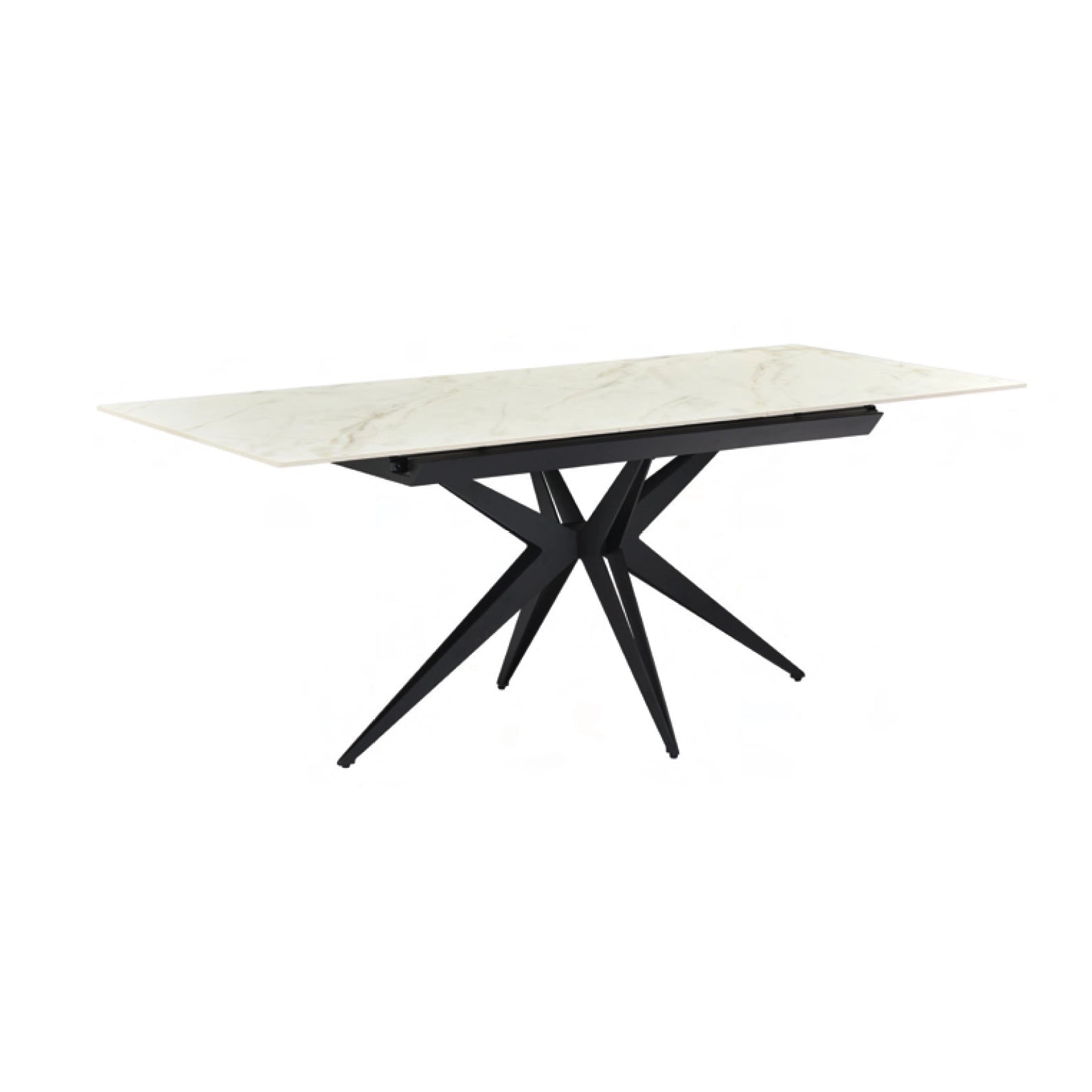 Vittoria 160cm-200cm White & Gold Sintered Stone Autorise Extending Dining Table - Belmont Interiors