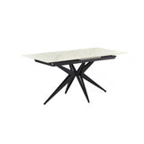 Vittoria 160cm-200cm White & Gold Sintered Stone Autorise Extending Dining Table - Belmont Interiors