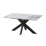 Nova 160cm White Ceramic Marble Dining Table - Belmont Interiors