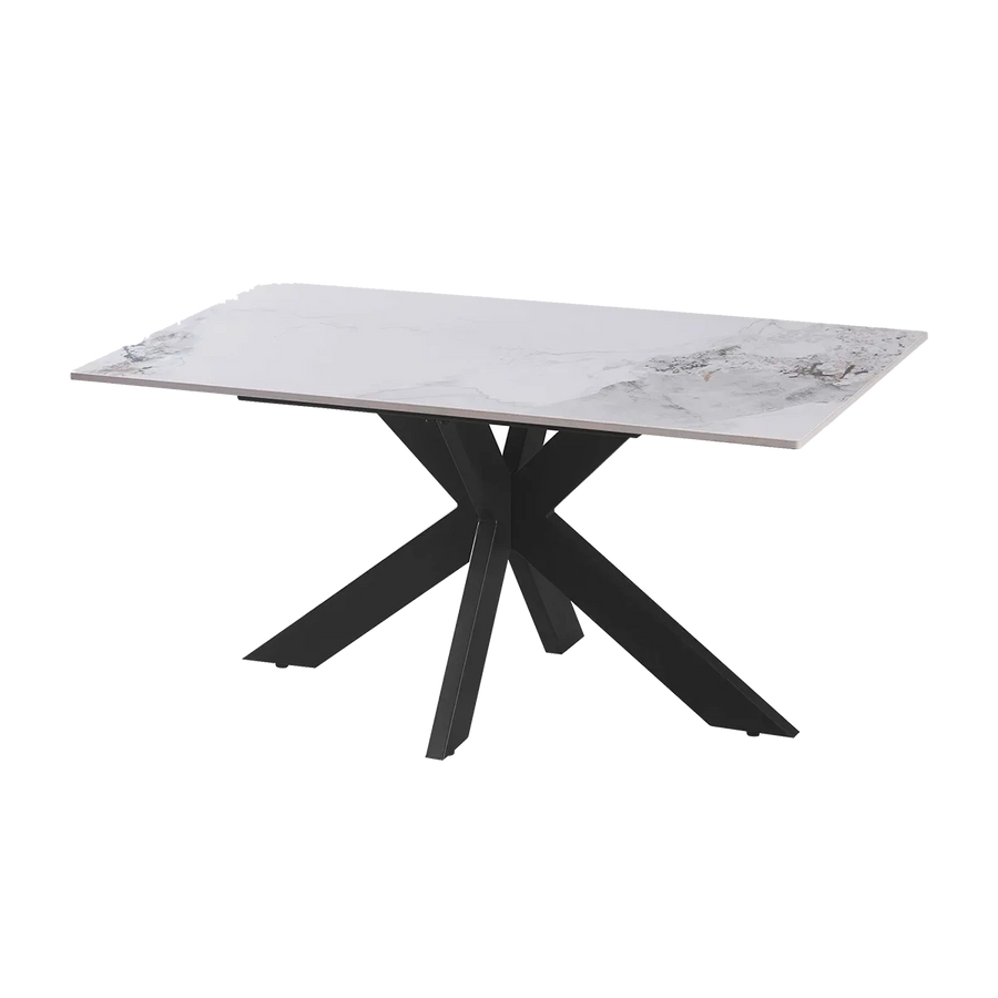 Nova 160cm White Ceramic Marble Dining Table - Belmont Interiors