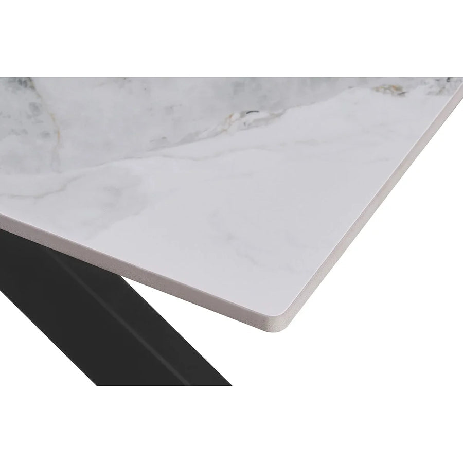 Nova 160cm White Ceramic Marble Dining Table - Belmont Interiors