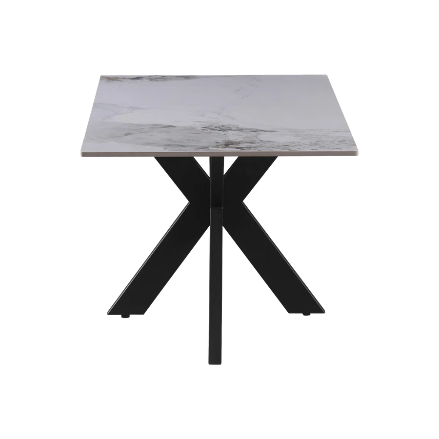 Nova 160cm White Ceramic Marble Dining Table - Belmont Interiors