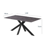 Nova 160cm Grey Ceramic Marble Dining Table - Belmont Interiors