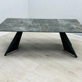 Chicago Dark Grey Ceramic Coffee Table with Intricate Grey and Gold Veining - Belmont Interiors