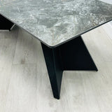 Chicago Dark Grey Ceramic Coffee Table with Intricate Grey and Gold Veining - Belmont Interiors