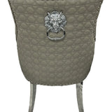 Verona PU Light Grey Chair (Lion Knocker/Chrome Legs)