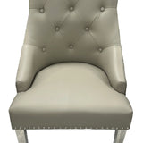 Verona PU Light Grey Chair (Lion Knocker/Chrome Legs)