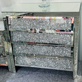 Diamond Crush Mirrored Angled 4 Drawer Chest Of Drawers Cabinet