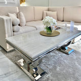 Arianna Chrome 120cm Marble Coffee Table - 6 Colors