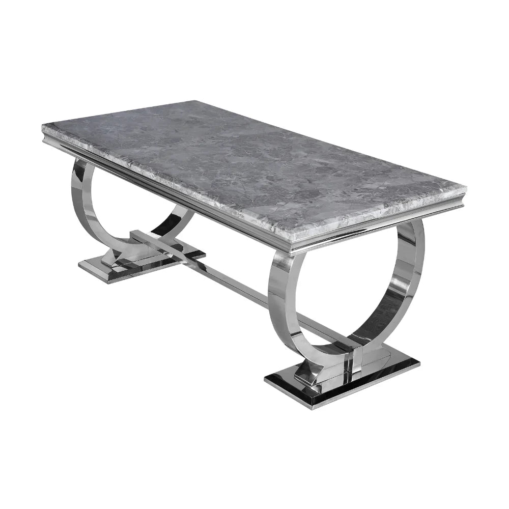 Arianna 180cm Marble & Chrome Dining Table - 5 Colours - Belmont Interiors