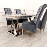 Emma-Lucy Scroll Velvet Lion Knocker Dinning Chair-Kitchen & Dining Room Chairs-ASR-Belmont Interiors