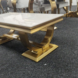 Arianna Gold 120cm Ceramic / Marble Coffee Table - Belmont Interiors