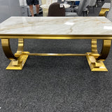 Arianna Gold 180cm Marble Dining Table - Belmont Interiors