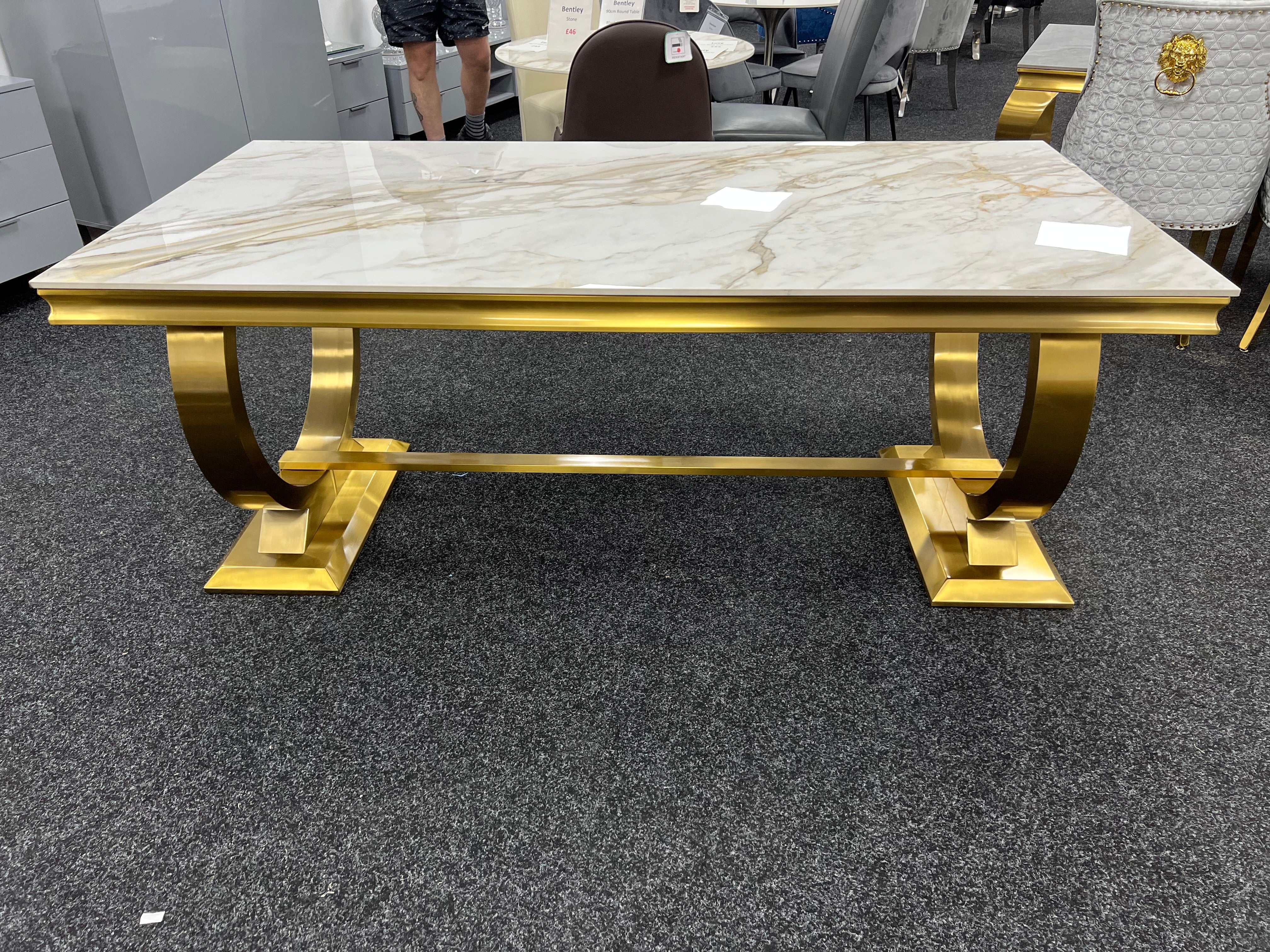 Arianna Gold 180cm Marble Dining Table - Belmont Interiors