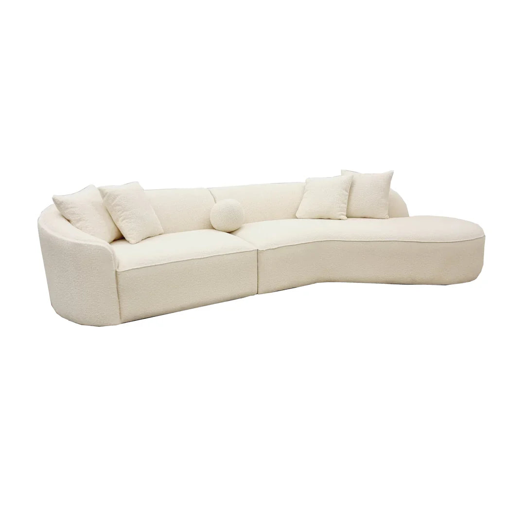 The Pebble Boucle Curved Sofa in Ivory - Belmont Interiors