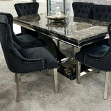 Knightsbridge Black French Velvet Knocker Back Dining Chair With Chrome Legs