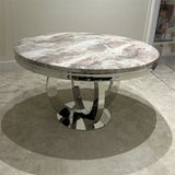 Chelsea 130cm Marble & Chrome Round Dining Table - 5 Colours