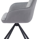 Amalia Light Grey French Velvet Swivel Dining Arm Chair With Matt Black Steel Spider Legs - Belmont Interiors