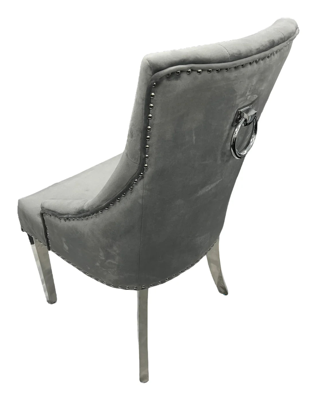 Belvedere Dark Grey Chair (Ring Knocker/Chrome Legs) - Belmont Interiors