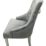 Belvedere Dark Grey Chair (Ring Knocker/Chrome Legs) - Belmont Interiors