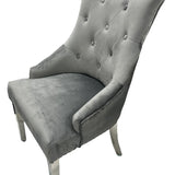 Belvedere Dark Grey Chair (Ring Knocker/Chrome Legs) - Belmont Interiors