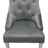 Belvedere Dark Grey Chair (Ring Knocker/Chrome Legs) - Belmont Interiors