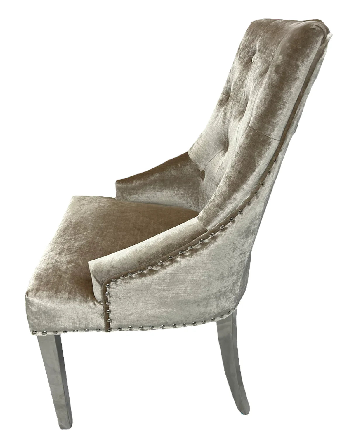 Belvedere Mink Chair (Ring Knocker/Chrome Legs) - Belmont Interiors