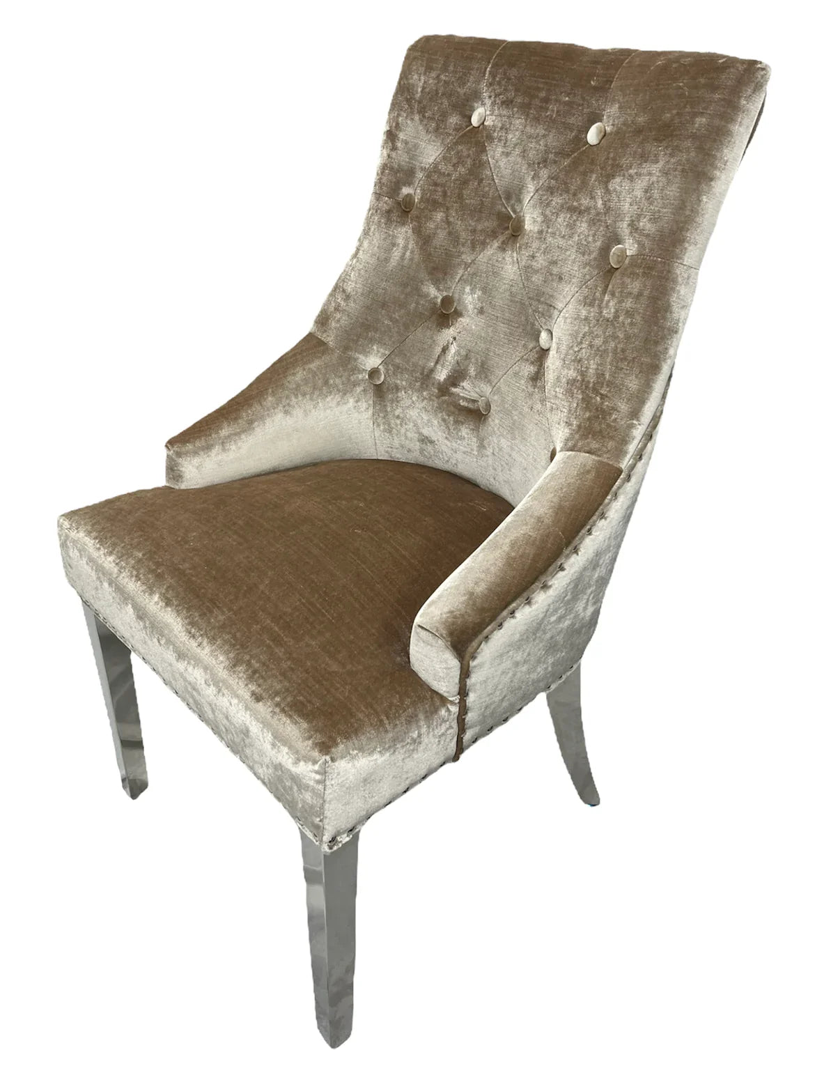 Belvedere Mink Chair (Ring Knocker/Chrome Legs) - Belmont Interiors