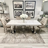 Arianna 200cm White Marble & Chrome Dining Table - Belmont Interiors