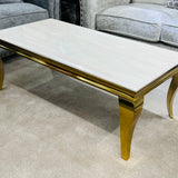 Louis Cream & Gold Frame Marble Coffee Table