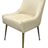 Milan Ivory Velvet Dining Chair with Gold Legs an Knocker