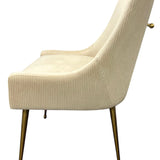 Milan Ivory Velvet Dining Chair with Gold Legs an Knocker