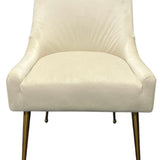 Milan Ivory Velvet Dining Chair with Gold Legs an Knocker