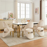 Santorini Cream & Gold Velvet Modern Dining Chair