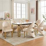 Santorini Cream & Gold Velvet Modern Dining Chair