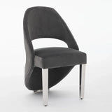 Santorini Grey Velvet & Chrome Modern Dining Chair