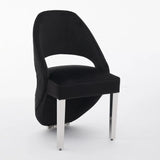 Santorini Black Velvet & Chrome Modern Dining Chair