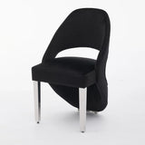 Santorini Black Velvet & Chrome Modern Dining Chair