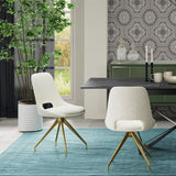 Orion Gold 180cm Dining Table White/Gold Ceramic Marble Top With Boucle Velvet Gold Leg Dining Chairs