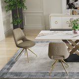 Orion Gold 180cm Dining Table White/Gold Ceramic Marble Top With Boucle Velvet Gold Leg Dining Chairs